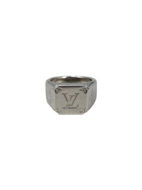 Louis Vuitton Ring Signet M Monogram Flower Silver